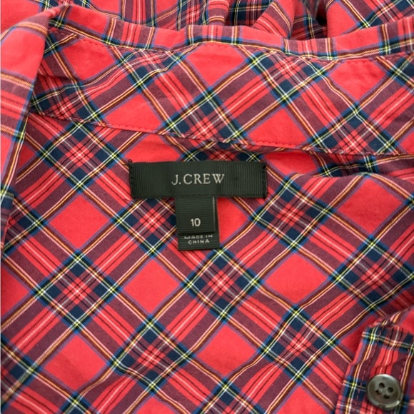 J.Crew Checkered Gingham Women’s Henley 1/2 Button Collared Long Sleeve Preppy - Picture 3 of 4